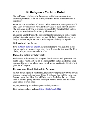 Birthday on a Yacht in Dubai