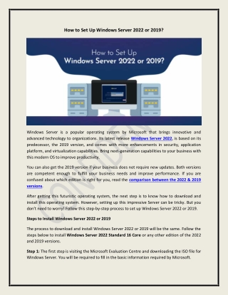How to Set Up Windows Server 2022 or 2019?