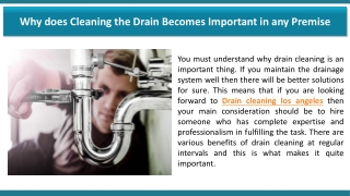 Why does Cleaning the Drain Becomes Important in any Premise