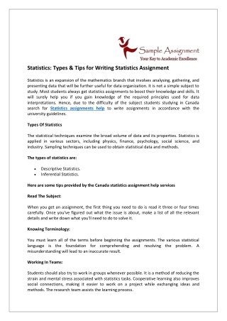 Statistics Types & Tips for Writing Statistics Assignment