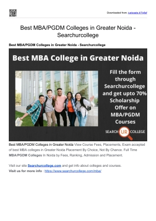 Best MBA/PGDM Colleges in Greater Noida - Searchurcollege