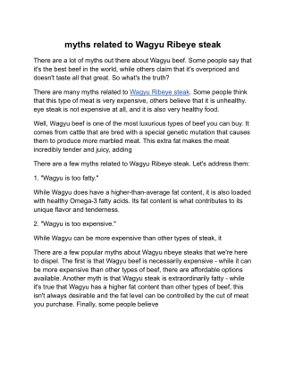 myths related to Wagyu Ribeye steak