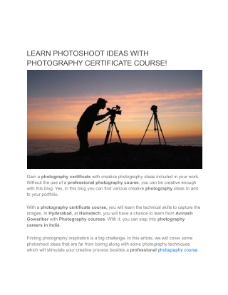 Best Tips For Creative Photos-Photography Certificate Course