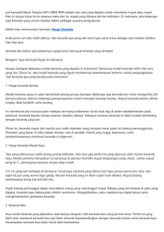 Harga Keranda Jenazah TegalHub 0812-9869-9940