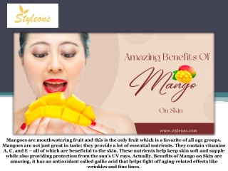 Amazing Benefits of Mango on Skin