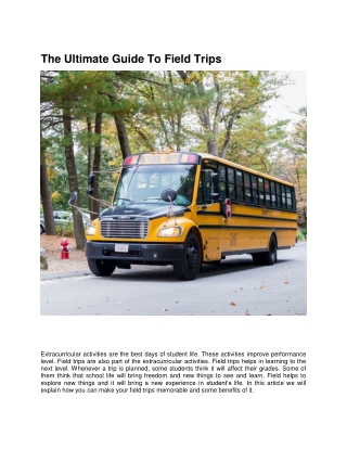 The Ultimate Guide To Field Trips