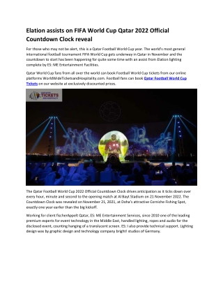 Elation assists on FIFA World Cup Qatar 2022 Official Countdown Clock reveal