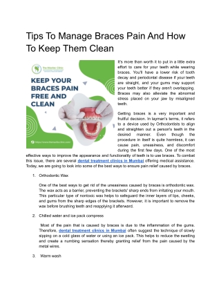 Tips to manage braces pain and how to keep them clean