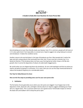 A Guide to Daily Skin Care Routines for Acne-Prone Skin