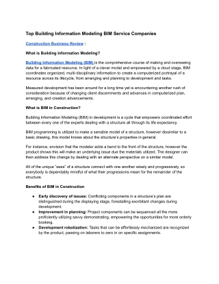 Top Building Information Modeling BIM Service Companies