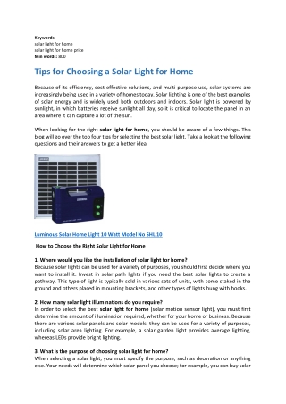 Tips for Choosing a Solar Light for Home