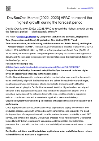 DevSecOps Market [2022–2023] APAC to record the highest growth