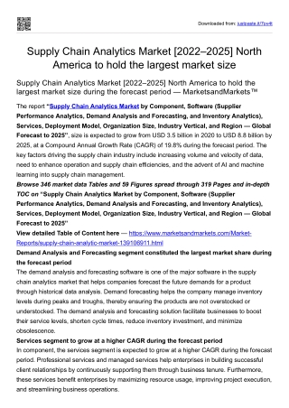 Supply Chain Analytics Market [2022–2025] North America to hold the largest
