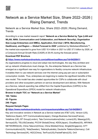 Network as a Service Market Size, Share 2022–2026 | Rising Demand, Trends