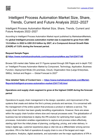 Intelligent Process Automation Market Size, Share, Trends And Current