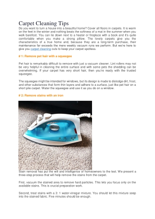 Carpet Cleaning Tips
