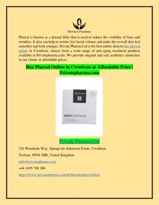 Buy Pluryal Online in Cwmbran at Affordable Price | Privatepharma.com