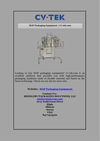 MAP Packaging Equipment  | Cv-tek.com