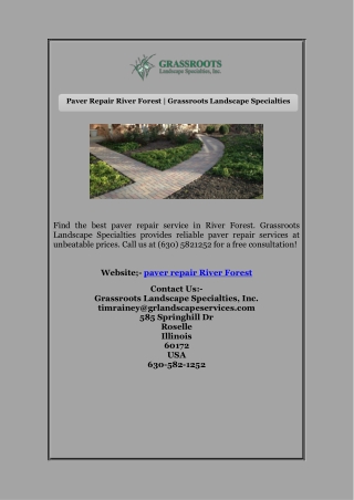 Paver Repair River Forest | Grassroots Landscape Specialties