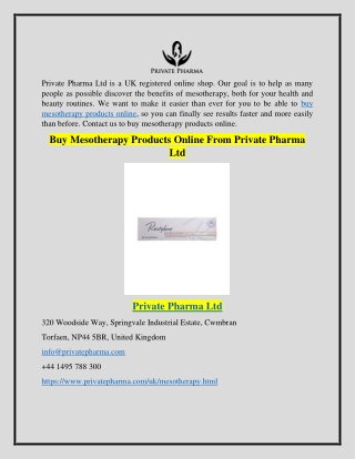 Buy Mesotherapy Products Online From Private Pharma Ltd