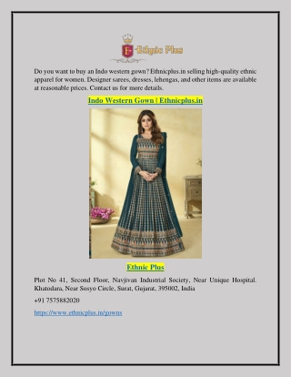 Indo Western Gown | Ethnicplus.in