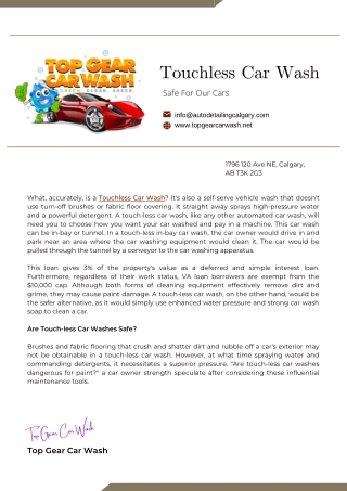 Is Touchless Car Wash Safe For Our Cars