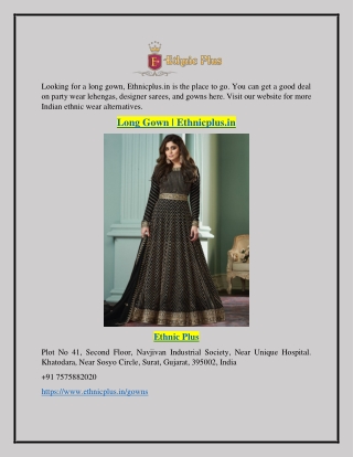 Long Gown | Ethnicplus.in