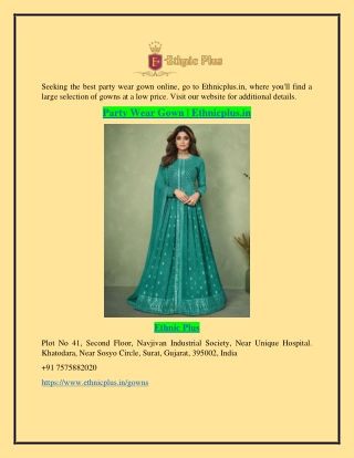 Party Wear Gown | Ethnicplus.in