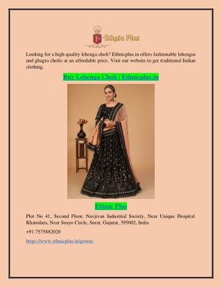 Buy Lehenga Choli | Ethnicplus.in