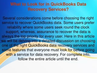 What to Look for in QuickBooks Data Recovery Services