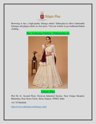 Buy Lehenga Online | Ethnicplus.in