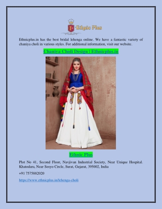 Chaniya Choli Design | Ethnicplus.in