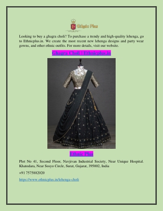 Ghagra Choli | Ethnicplus.in