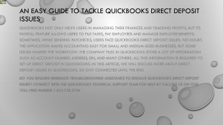 A simple guide to resolve QuickBooks Direct Deposit issues