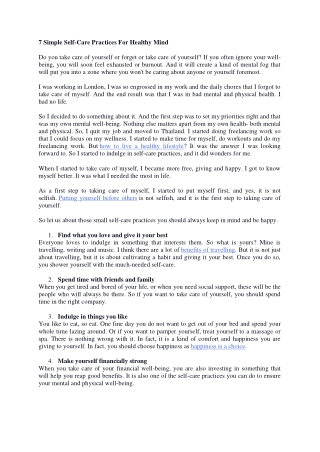 Self-care practices