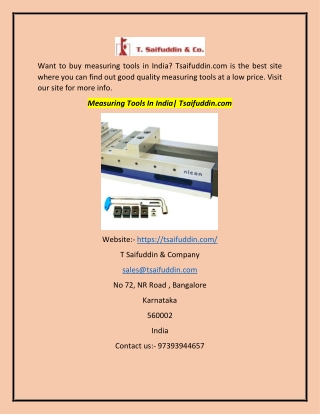 Measuring Tools In India| Tsaifuddin.com