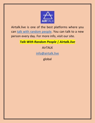 Talk With Random People | Airtalk.live