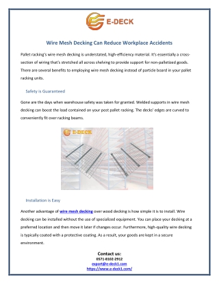 Wire Mesh Decking Can Reduce Workplace Accidents