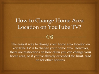 How to Change Home Area Location on YouTube TV?