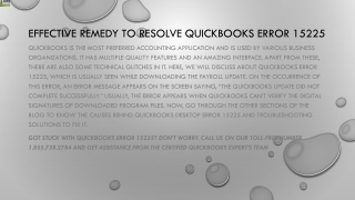 An effective method to fix the QuickBooks Error 15225