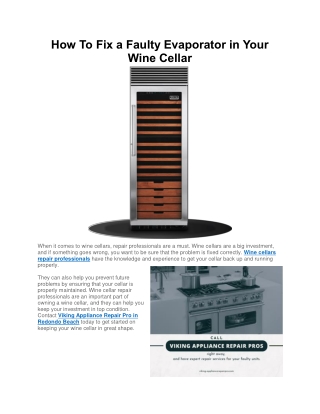 How To Fix a Faulty Evaporator in Your Wine Cellar