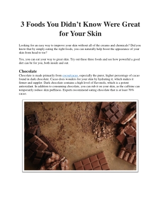 3 Foods You Didn’t Know Were Great for Your Skin
