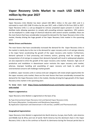 Vapor Recovery Units Market