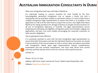 Australian Immigration Consultants In Dubai