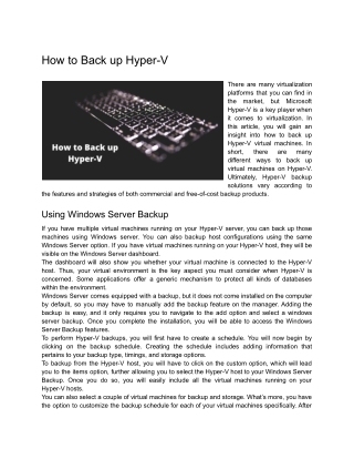 How to Back up Hyper-V