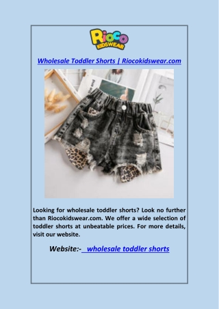 Wholesale Toddler Shorts  Riocokidswear.com