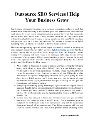 Outsource SEO Services - Help Your Business Grow