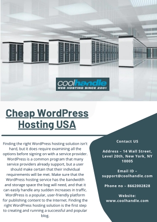 Cheap WordPress Hosting USA