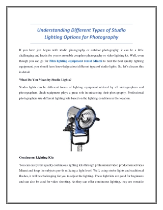 Understanding Different Types of Studio Lighting Options for Photography