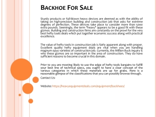 Backhoe For Sale